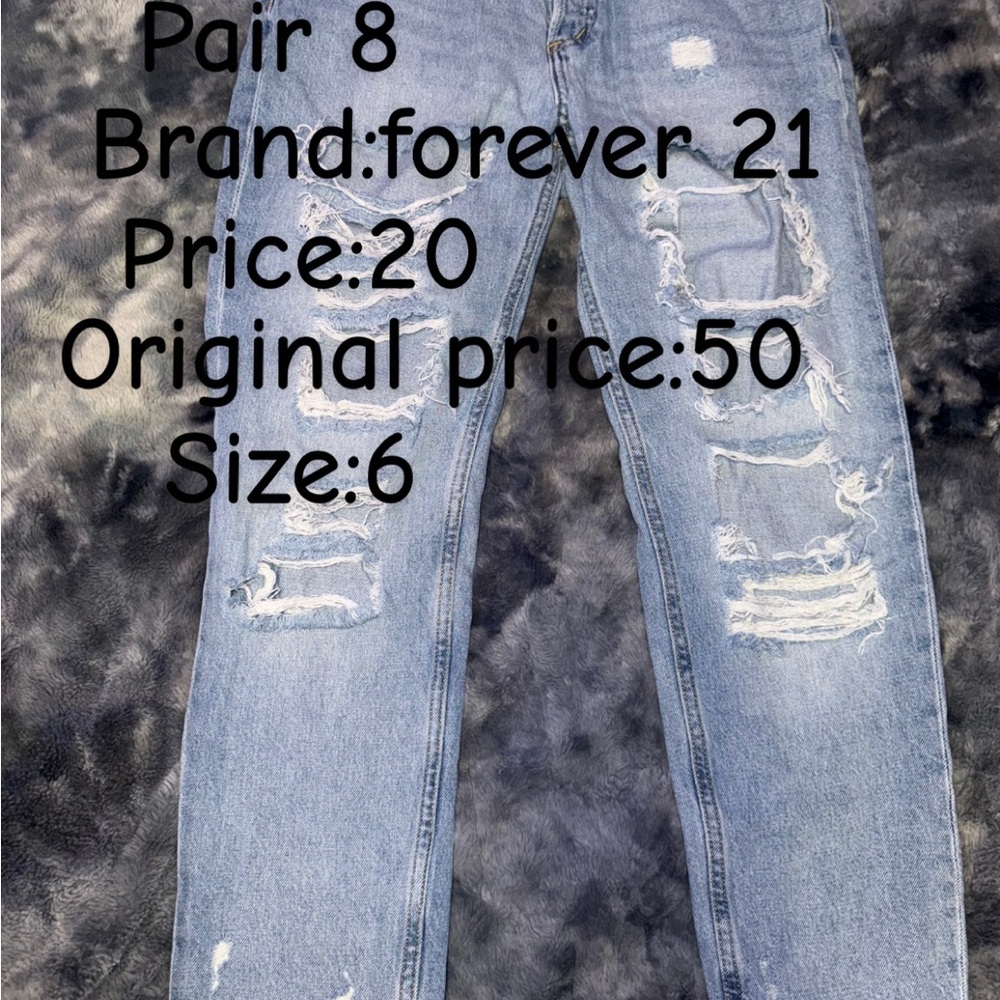 Forever 21 Ripped Denim Jeans in Light Blue